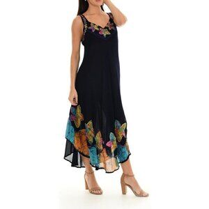 NWT SHORELINE Sleeveless Midi Navy Rayon Long Sundress Casual Summer Dress OSFM